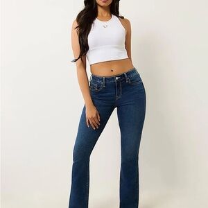 True Religion Women's Becca Mid Rise Crystal‎ Bootcut Jeans Size 29